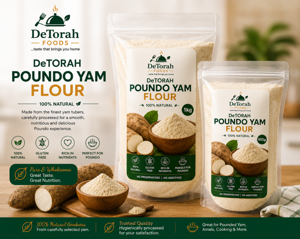 image of poundo flour at shop Nigerian groceries