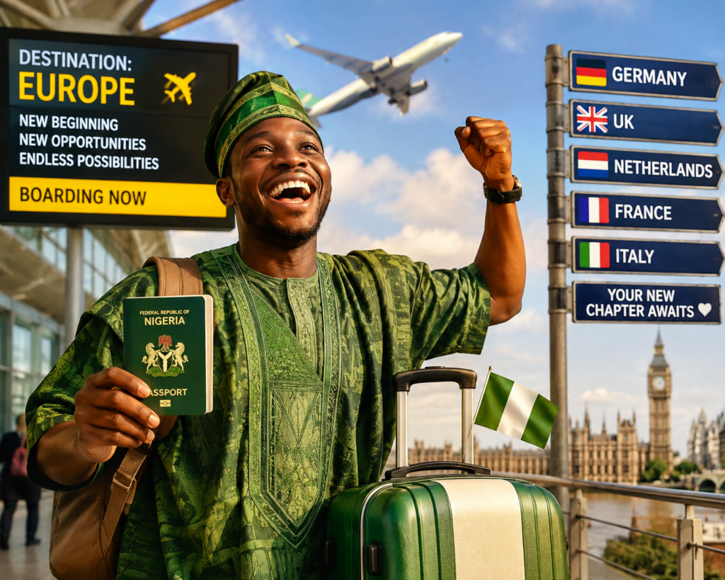 Nigerian passport holder exploring relocation options and visa pathways to Europe for Nigerians