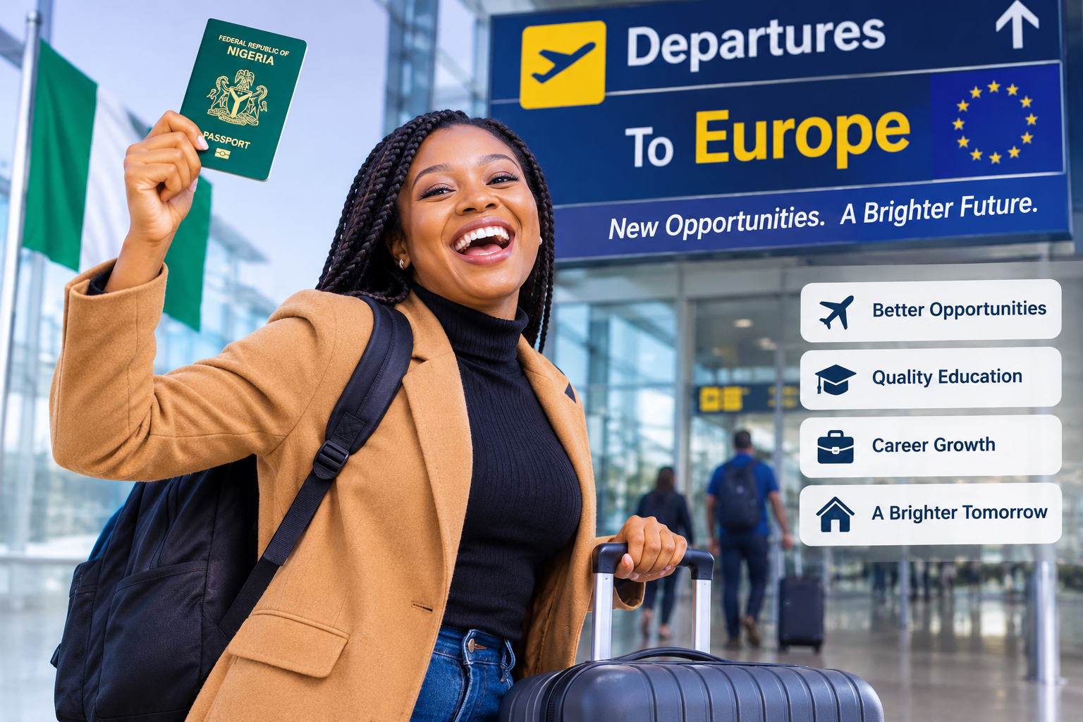 Nigerian passport holder exploring relocation options and visa pathways to Europe for Nigerians