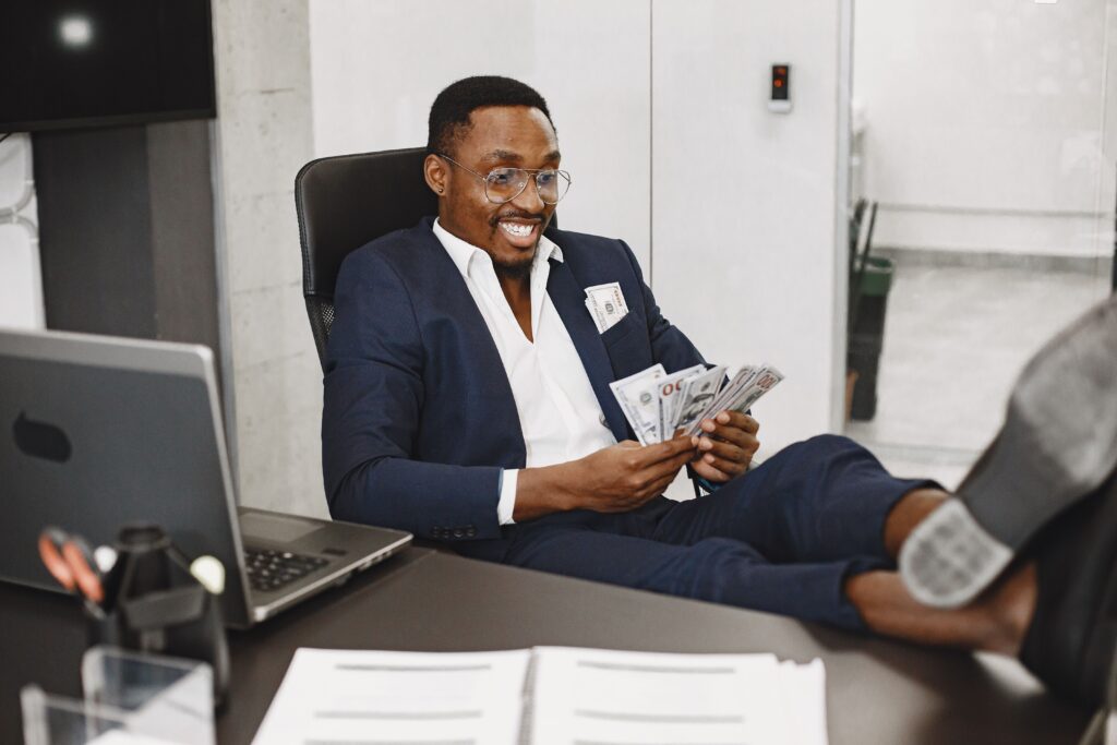 business and investment image of a man county money