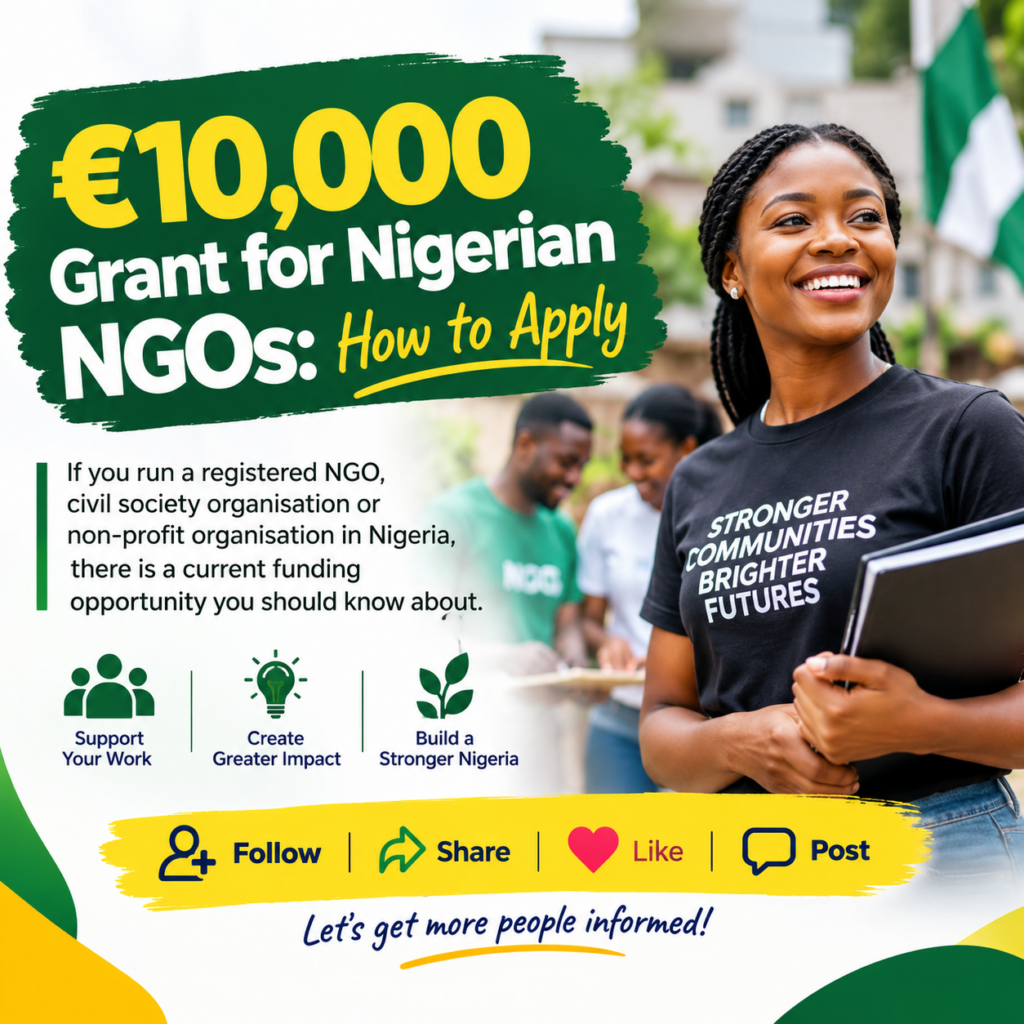 Official application banner for the €10,000 nigeria ngo grant under the Corporate Accountability Initiative