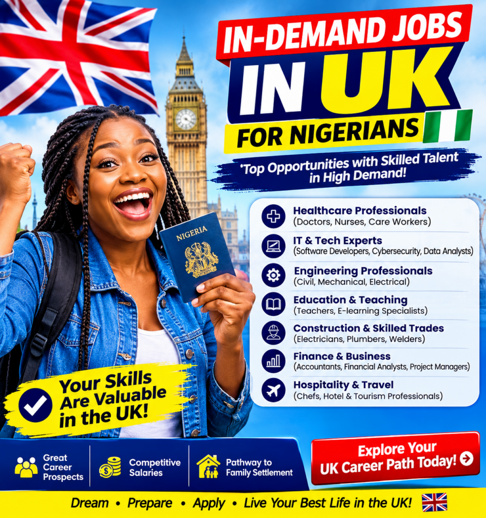 Overview of in demand jobs in uk for Nigerian professionals looking for visa sponsorship
